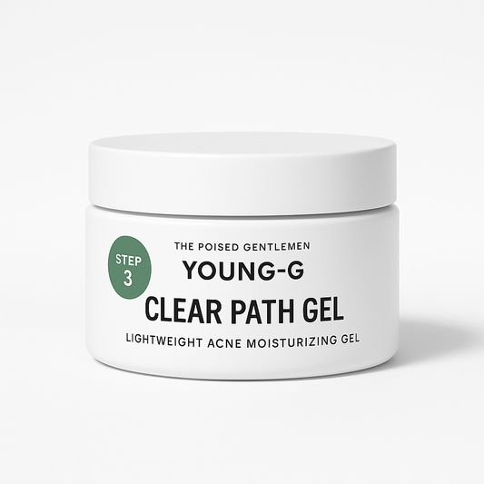 Jar of Young-G Clear Path Gel on a white background