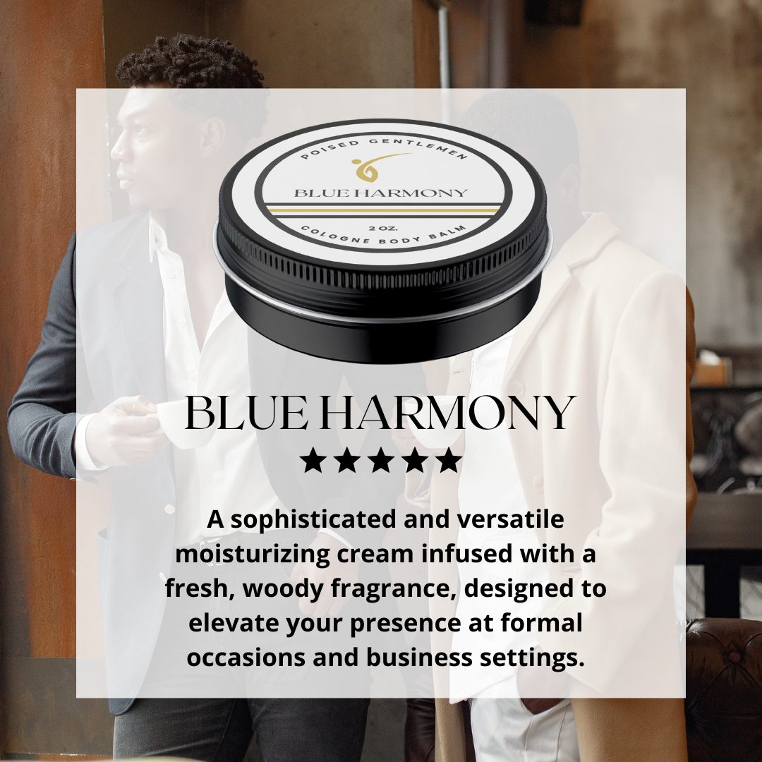 Blue Harmony Men's Cologne Balm - Woody Aromatic Year-Round Fragrance