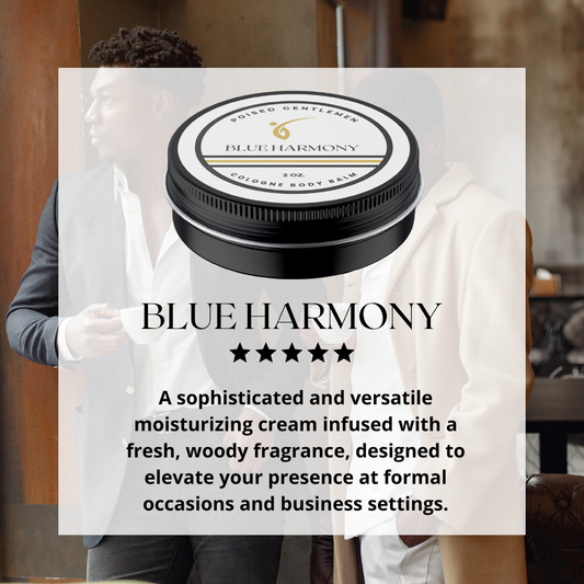 Blue Harmony Men's Cologne Balm - Woody Aromatic Year-Round Fragrance
