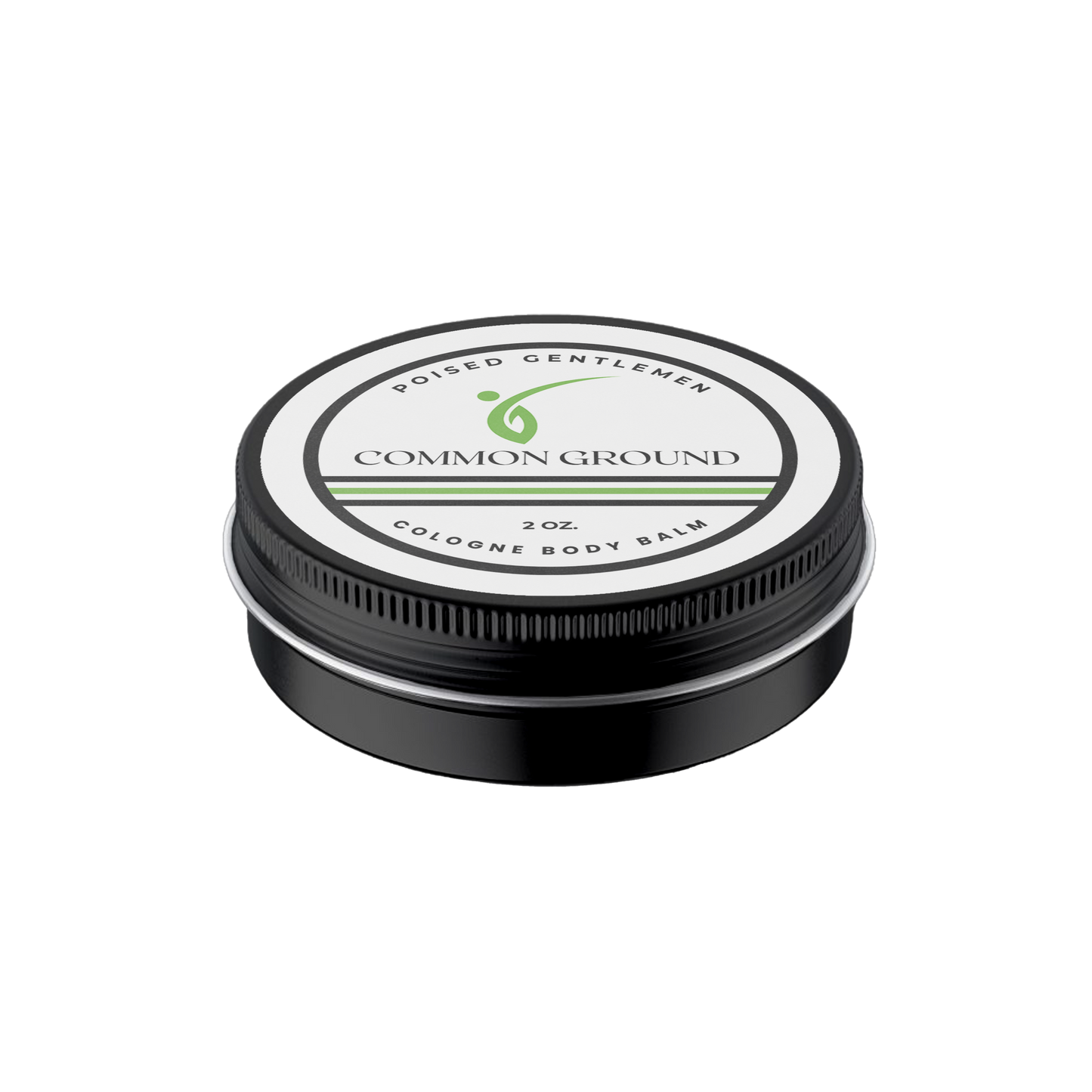 Cologne body balm container with 'Common Ground' branding on a white background